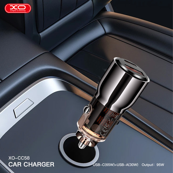 Фото - Автомобільний зарядний пристрій XO CC58 95W Car Charger Type-C PD 65W + USB-A 30W (CC58_Tarnish)