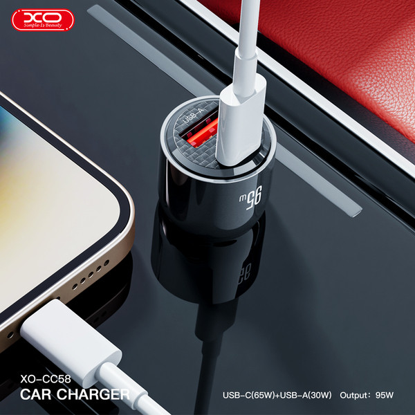 Фото - Автомобільний зарядний пристрій XO CC58 95W Car Charger Type-C PD 65W + USB-A 30W (CC58_Tarnish)