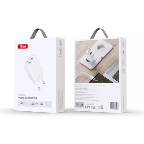 Фото - Сетевое зарядное устройство XO L109 - 12W Dual port USB-A (L109_White)
