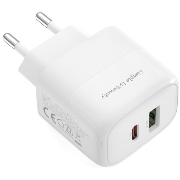 Фото - Сетевое зарядное устройство XO L137 - 20W PD USB-C & 18W QC USB-A (L137_White)