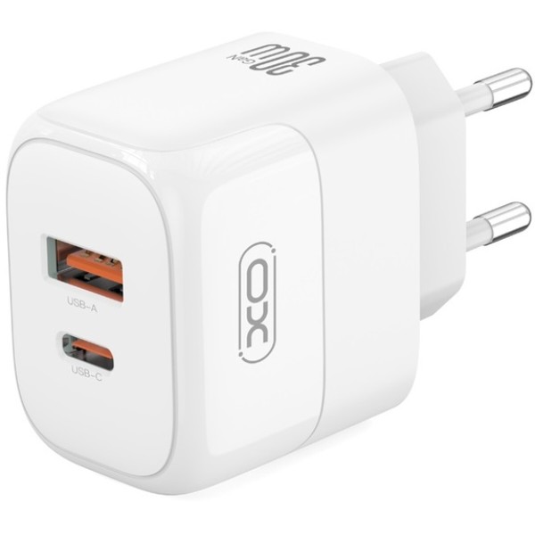Фото - Мережевий зарядний пристрій XO L138 - 30W PD USB-C & 18W QC USB-A (L138_White)