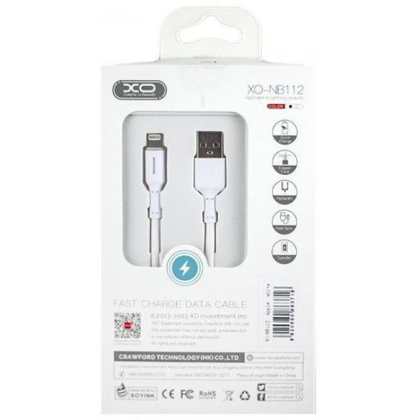 Фото - Кабель XO NB112 3A Fast Charging USB Cable Lightning 1 м White (NB112-i-WH)