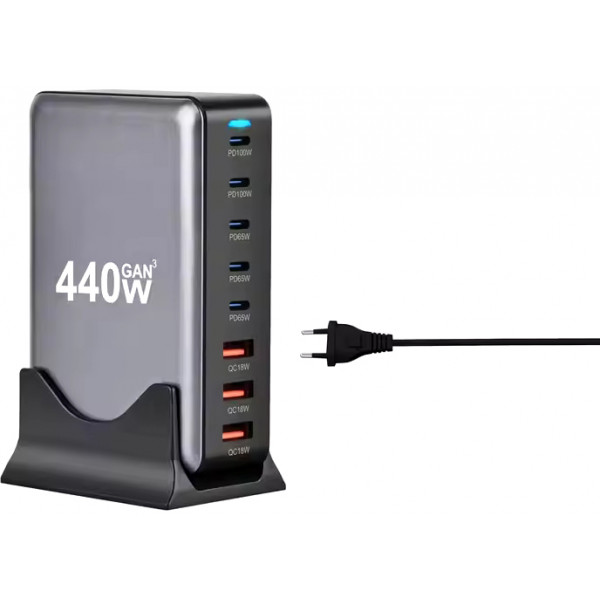 Фото - Мережевий зарядний пристрій XOKO Gan3 440W EU (QC-400)