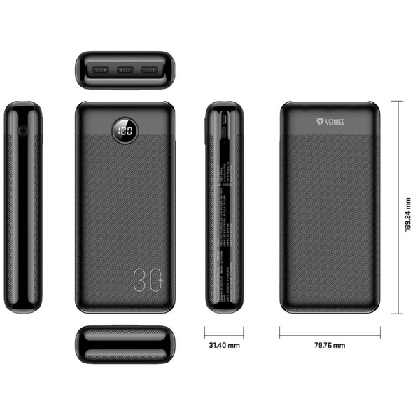 Фото - Батарея мобильная YENKEE YPB 3018 - 30000 mAh PD20W Black (35057019)