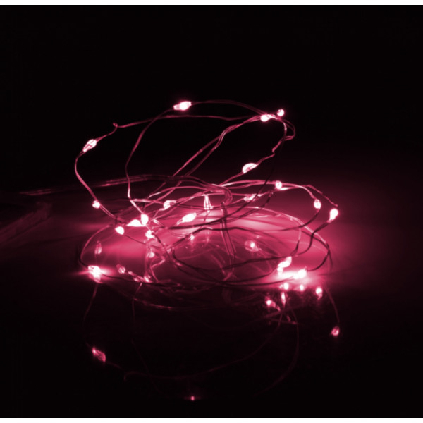 Фото - Гірлянда лінійна YES! Fun нитка мідна 20 LED рожева 2 м батареї (975024)