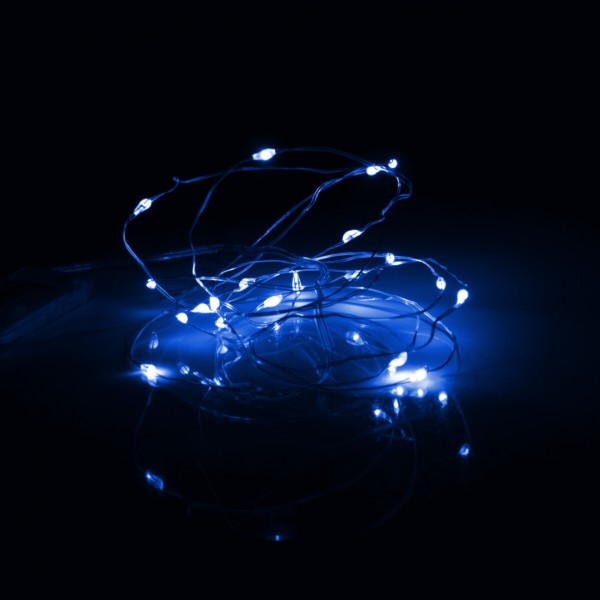 Фото - Гирлянда линейная YES! Fun нить медная 20 LED синяя 2 м батарейки (975025)