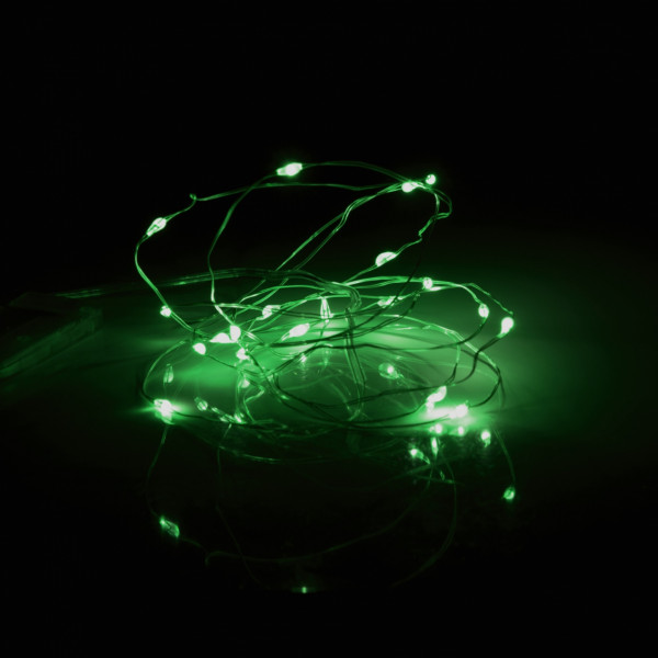 Фото - Гирлянда линейная YES! Fun нить медная 20 LED зеленая 2 м батарейки (975026)