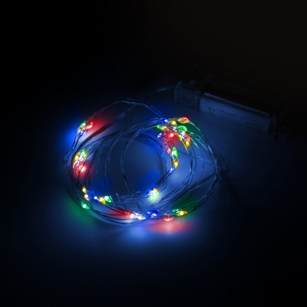 Фото - Гирлянда линейная YES! Fun нить медная 60 LED разноцветная 6 м батарейки (975031)