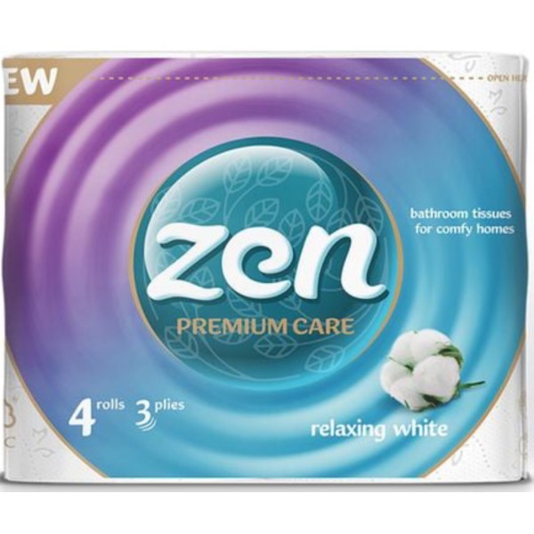 Фото - Туалетний папір ZEN Premium 3 шари, 4 довгих рул.по 18,9м