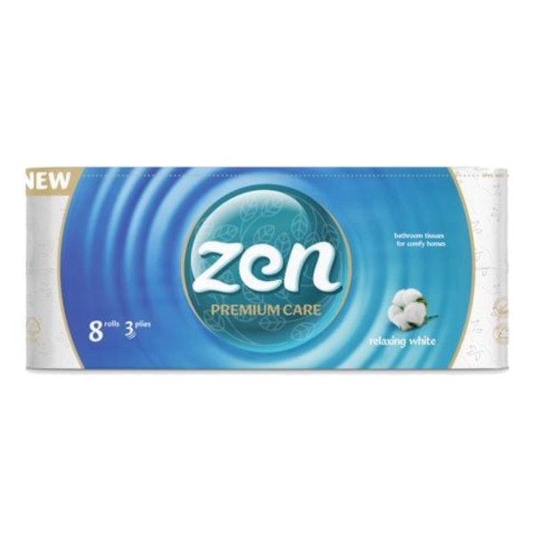 Фото - Туалетний папір ZEN Premium 3 шари, 8 довгих рул.по 18,9 м Фото - Туалетний папір ZEN Premium 3 шари, 8 довгих рул.по 18,9 м