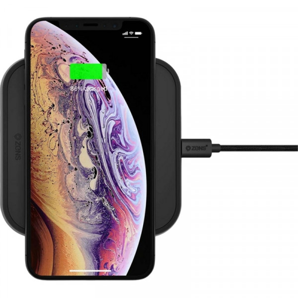Фото - Бездротовий зарядний пристрій Zens Single Aluminium Wireless Charger Black with 18W USB-C PD Wall Charger (ZESC14B/00)