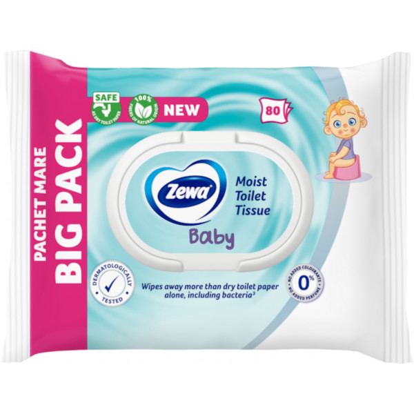 Фото - Вологий туалетний папір Zewa Baby moist 80шт