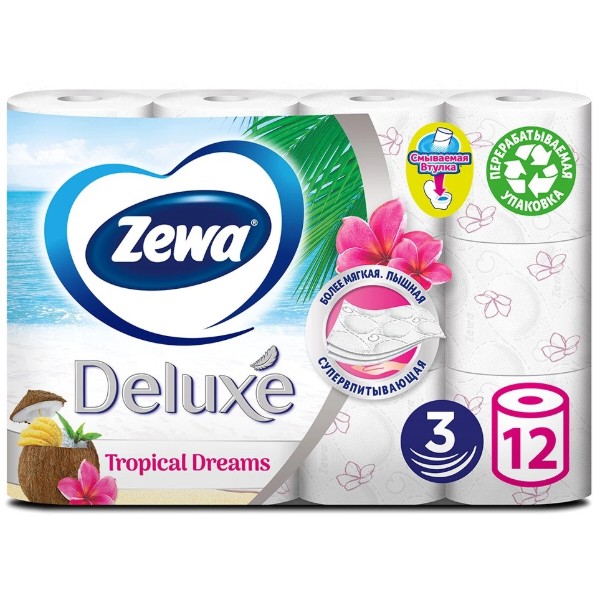 Фото - Туалетний папір Zewa Deluxe 12 шт. (7322540989779)