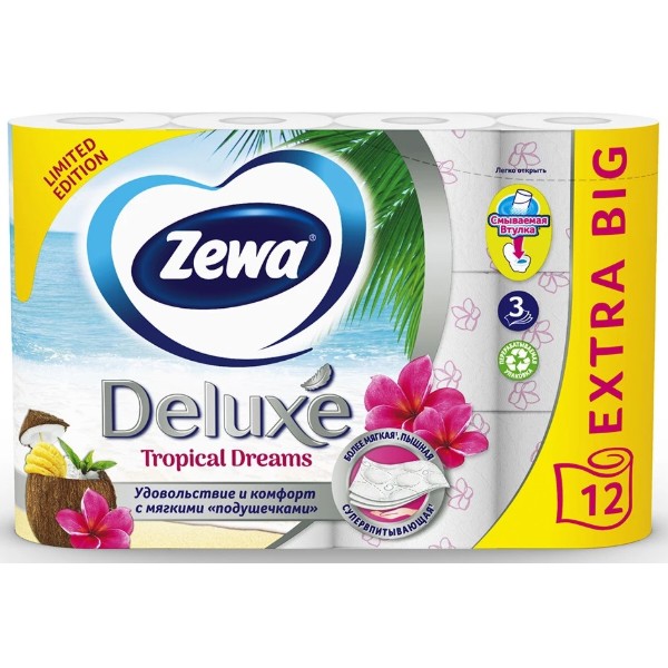 Фото - Туалетний папір Zewa Deluxe 12 шт. (7322540989779)