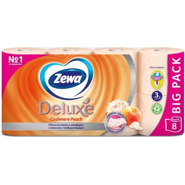 Фото - Туалетная бумага Zewa Deluxe 3-слойная Персик 8 шт. (9011111035721) Фото - Туалетная бумага Zewa Deluxe 3-слойная Персик 8 шт. (9011111035721)