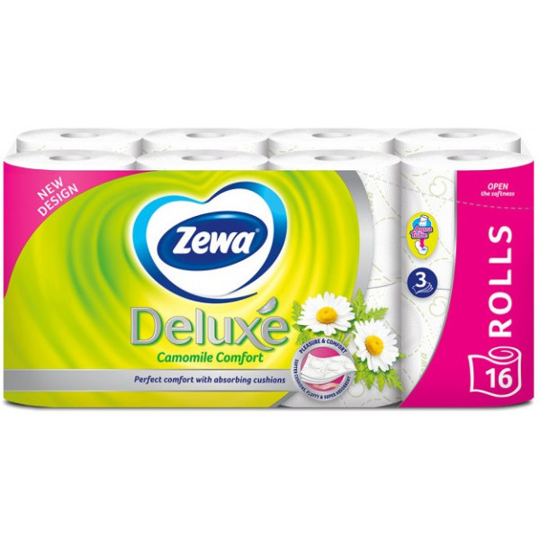 Фото - Туалетная бумага Zewa Deluxe Camomile 3 слоя 16 рулонов (7322540201925)