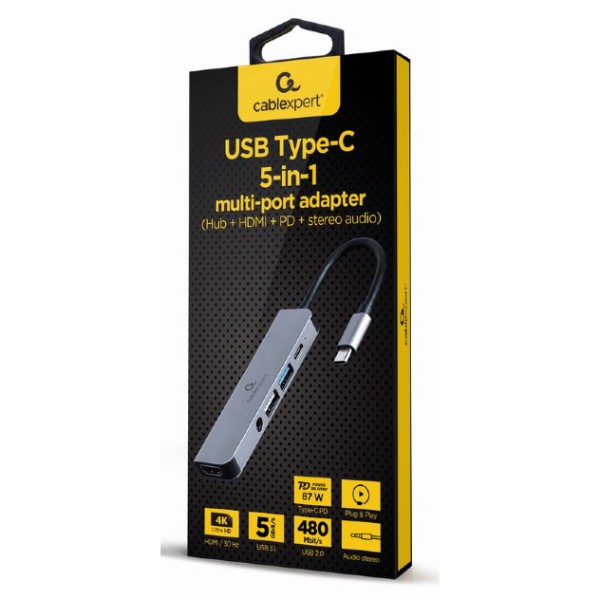 Фото - Хаб USB Cablexpert USB-C 5-в-1 USB/HDMI/PD (A-CM-COMBO5-02)