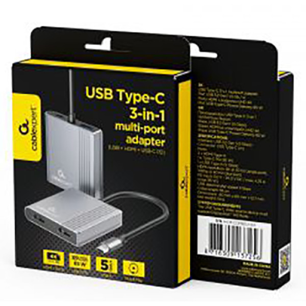 Фото - Хаб USB Cablexpert USB-C 3в1 Silver (A-CM-COMBO3-04)
