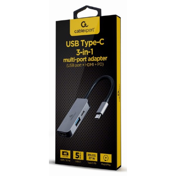 Фото - Хаб USB Cablexpert USB-C 3-в-1 USB/HDMI/PD (A-CM-COMBO3-02)