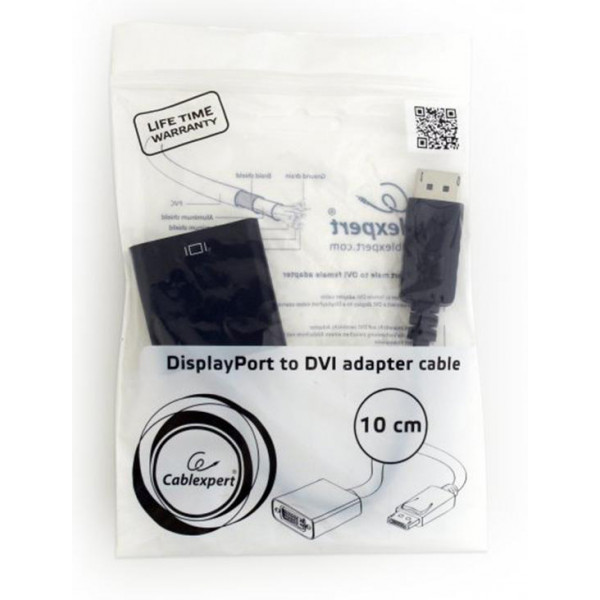 Фото - Перехідник Cablexpert DisplayPort-DVI Black 0.1m (A-DPM-DVIF-002)