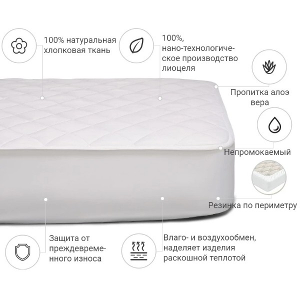 Фото - Наматрасник MirSon Natural Line Стандарт Tencel Aloe Vera 985 150x200 (2200000838414)