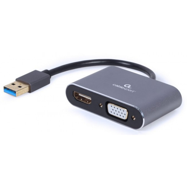 Фото - Перехідник Cablexpert USB-A на HDMI/VGA (A-USB3-HDMIVGA-01)