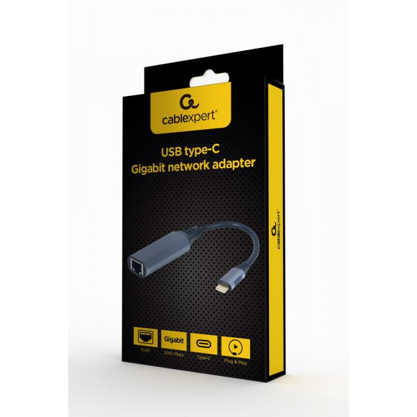 Фото - Перехідник USB-C - Ethernet Cablexpert USB type-C Gray (A-USB3C-LAN-01)