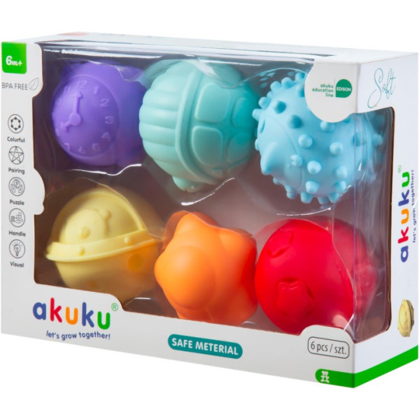 Фото - М'ячик для малюка Akuku 6 шт. (A0640)