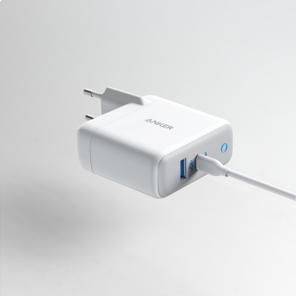 Фото - Мережевий зарядний пристрій Anker PowerPort+ Atom III 45W USB-C+15W USB-A White (A2322G21)