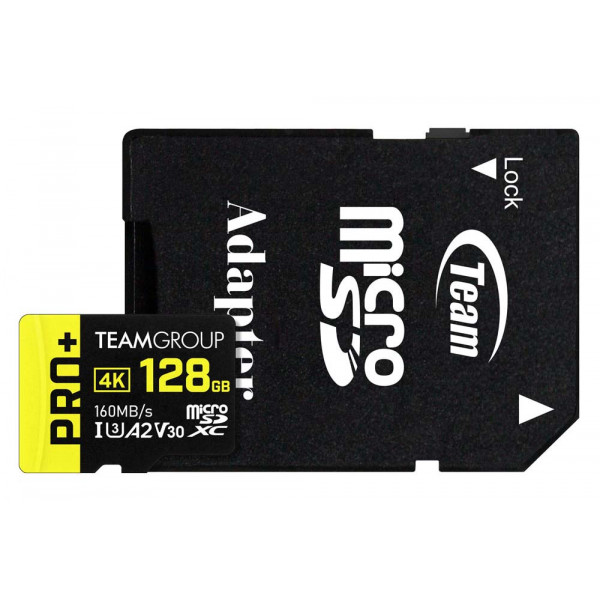 Фото - Карта пам'яті Team PRO+ MICRO SDXC 128GB UHS-I U3 A2 V30 (DDR200) (TPPMSDX128GIA2V3003)