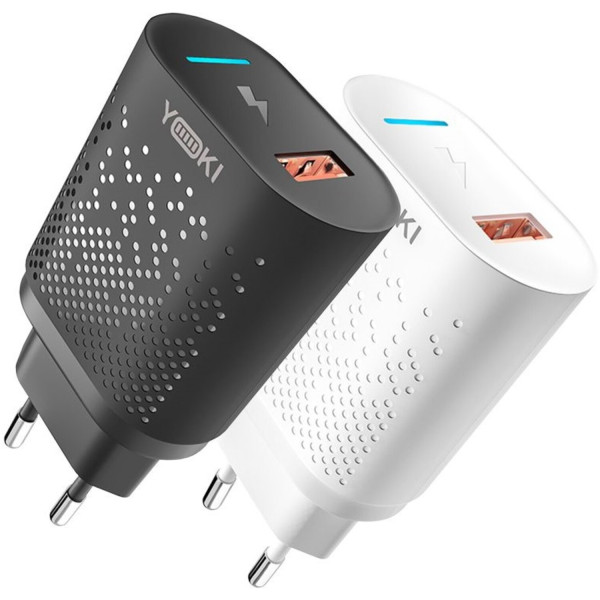 Фото - Сетевое зарядное устройство YOKI Led Series 3.0 18W Black (YK-QC)