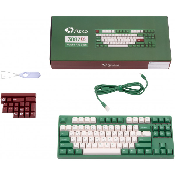 Фото - Клавіатура дротова Akko 3087 Matcha Red Bean Cherry MX Silent Red, USB-A, EN/UKR, No LED Green (A3087_MA_CSR)