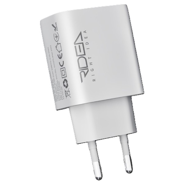 Фото - Сетевое зарядное устройство Ridea Rapid Pro 1USB-C QC/PD 20W+Type-C to Type-C White (RW-20124)