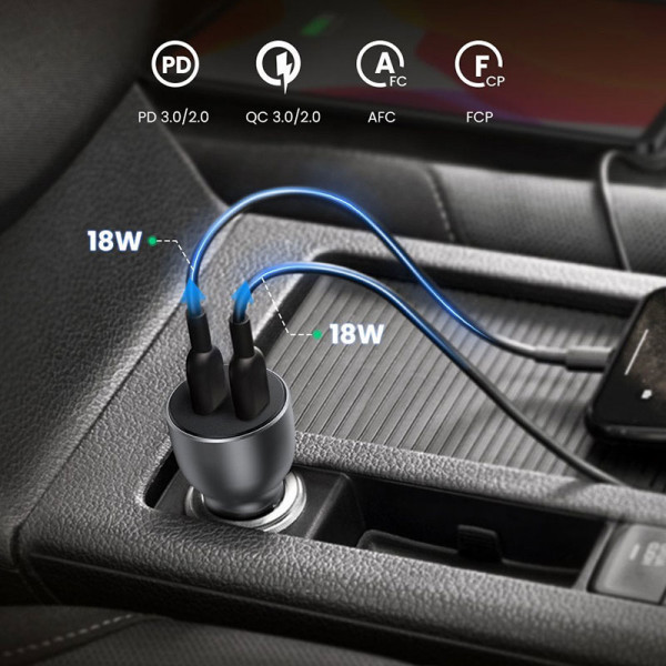 Фото - Автомобільний зарядний пристрій UGREEN QC 3.0+QC 3.0 Dual USB-C 40W CD213 (70594)