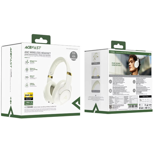 Фото - Навушники накладні бездротові AceFast H4 ANC Bluetooth Beige (6974316283522)