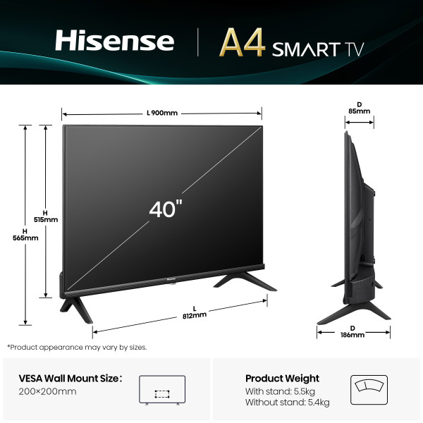 Фото - Телевізор Hisense 40A4Q