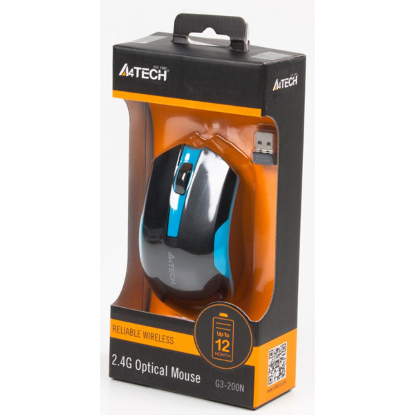 Фото - Миша бездротова A4tech G3-200N (Black+Blue)