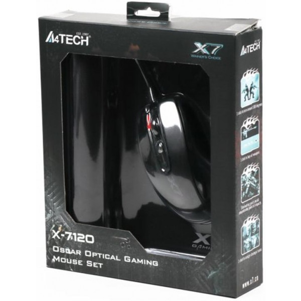 Фото - Мышь проводная игровая A4tech X-710BK Black USB + X7-200MP
