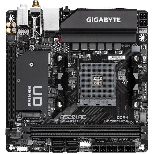 Фото - Материнська плата Gigabyte A520I AC Фото - Материнська плата Gigabyte A520I AC