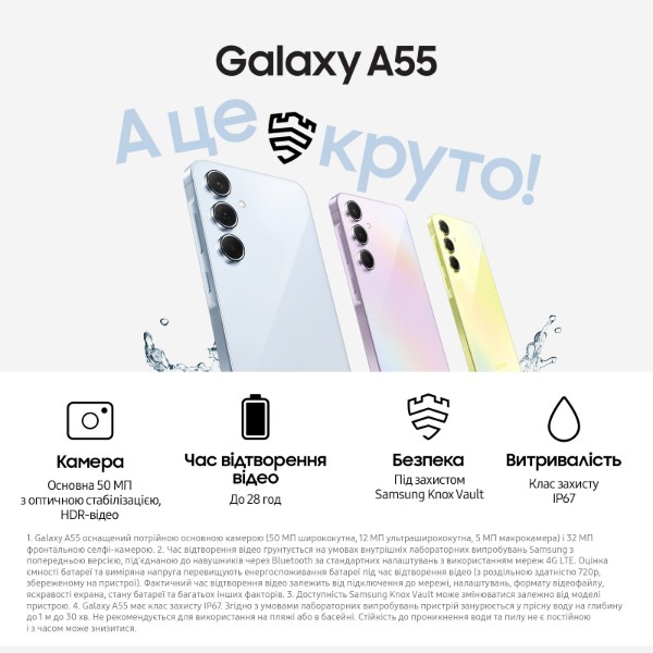 Фото - Смартфон Samsung Galaxy A55 5G 8/256Gb Awesome Iceblue (SM-A556BLBCEUC)