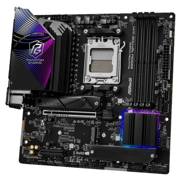 Фото - Материнська плата ASRock sAM5 AMD B850 4xDDR5 HDMI/DP 3xM .2 2.5GbE LAN mATX (B850M RIPTIDE WIFI)