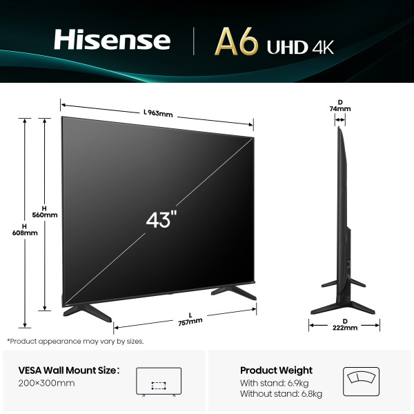 Фото - Телевізор Hisense 43A6Q