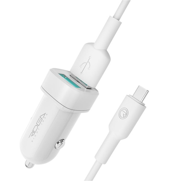 Фото - Автомобільний зарядний пристрій Ridea Grand Type-C 2USB 2.4 A White (RCC-21212)
