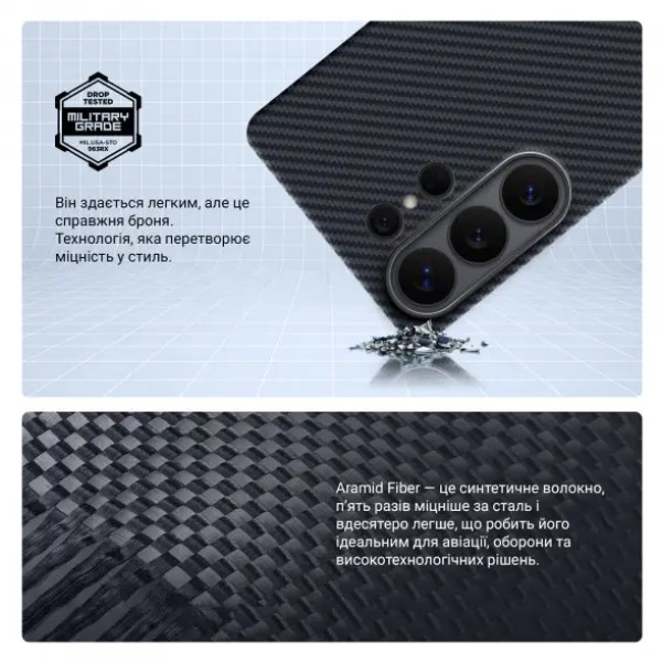 Фото - Чохол для смартфону Armorstandart BlackIcon Aramid Twill MagCase for Samsung S26 Ultra Black (ARM90147)