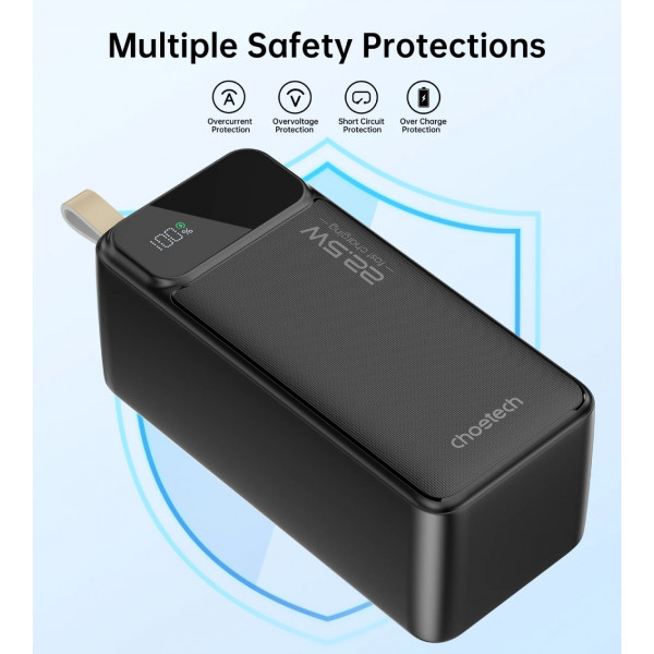 Фото - Батарея мобільна Choetech 50000mAh 22,5W PD QC3.0 Black (B732-ACBK)