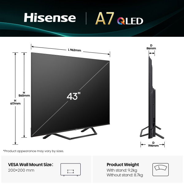 Фото - Телевізор Hisense 43A7Q