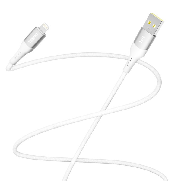 Фото - Кабель синхронізації даних YOKI SOLID Lightning 2.4A 1.2m White (YK-SO15)