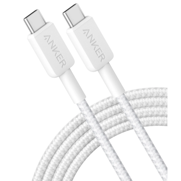Фото - Кабель Anker 322 USB-C to USB-C - 1.8m Nylon White (A81F6H21)