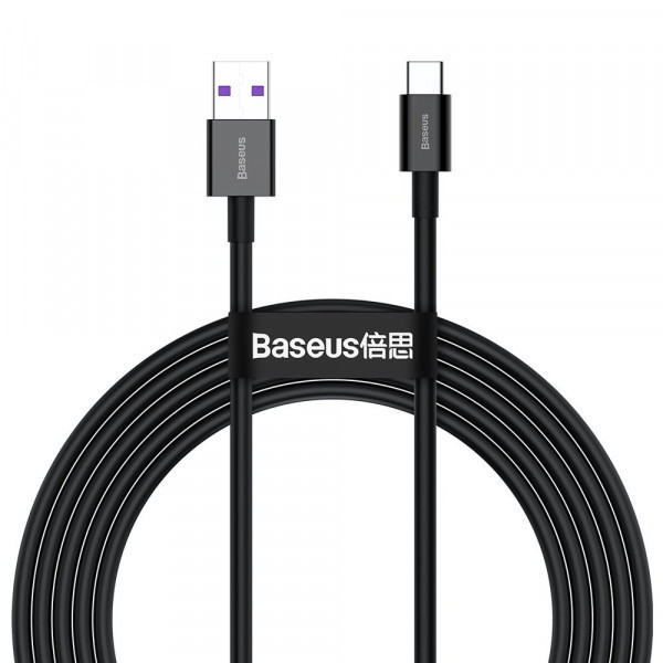 Фото - Кабель синхронізації даних Baseus Superior Fast Charging USB-USB-C 2m Black (CATYS-A01)