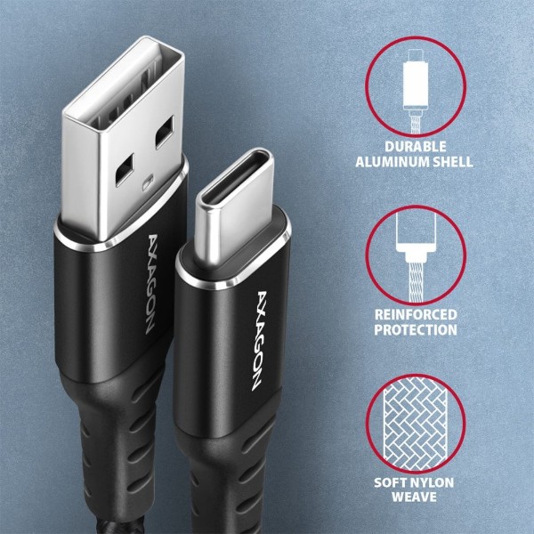 Фото - Кабель AXAGON USB-C TO USB2.0 1.5m (BUCM-AM15AB)